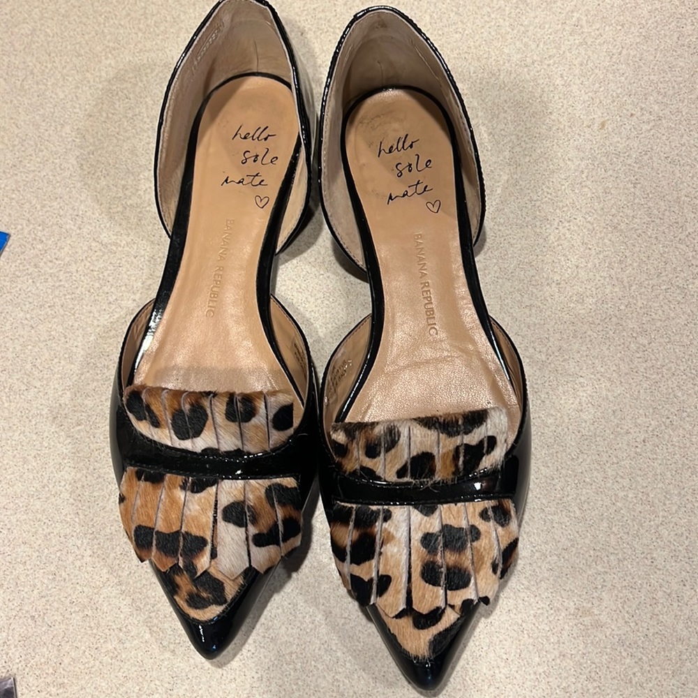 COPY - Banana Republic Arielle D’Orsay Black Patent Leather Animal Print Flat
